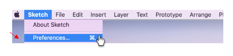 Sketch application menu with Preferences selected
